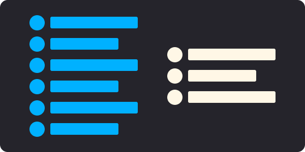 abstract illustration of two lists of text, one which is much longer than the other.